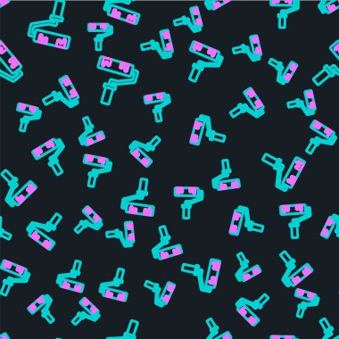 Çizgi boyası silindir fırça simgesi siyah arkaplanda izole edilmiş. Vektör