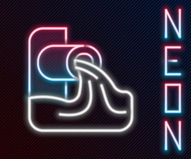Parlayan neon hattı Atık Su simgesi siyah arkaplanda izole edildi. Kanalizasyon borusu. Borudan nehre sıvı akıyor. Renkli taslak konsepti. Vektör