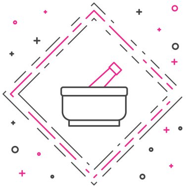 Havan topu ve tokmak simgesi beyaz arkaplanda izole edildi. Renkli taslak konsepti. Vektör