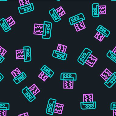 Çizgi sismografı simgesi siyah arkaplanda izole edilmiş. Deprem analog sismografı. Vektör