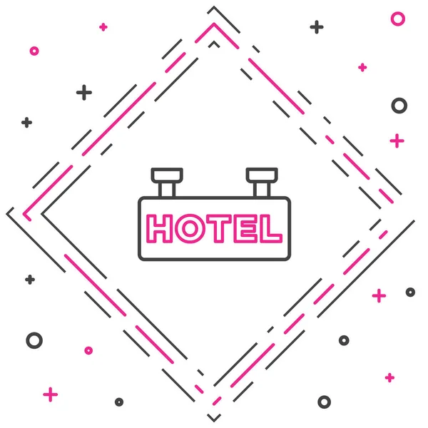Ligne Panneau Publicité Extérieure Avec Texte Icône Hôtel Isolé Sur — Image vectorielle