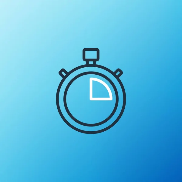 在蓝色背景上孤立的线秒表图标 时间计时器标志 验尸官的标志五彩缤纷的概念 — 图库矢量图片