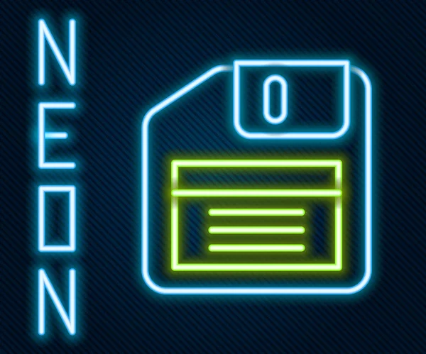 Leuchtende Neon Line Diskette Für Computer Datenspeicher Symbol Isoliert Auf — Stockvektor