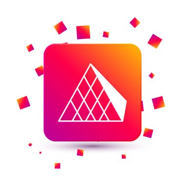 Beyaz Louvre cam piramit ikonu beyaz arkaplanda izole edilmiş. Louvre Müzesi. Kare renk düğmesi. Vektör