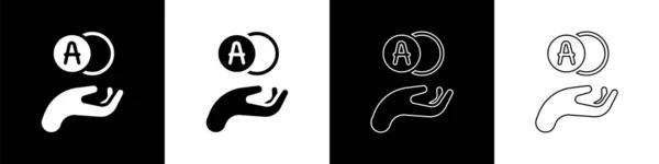 Установите Значок Atom Изолированным Черно Белом Фоне Символ Науки Образования — стоковый вектор