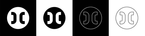 Set Pisces zodiac sign icon isolated on black and white background. Astrological horoscope collection.  Vector