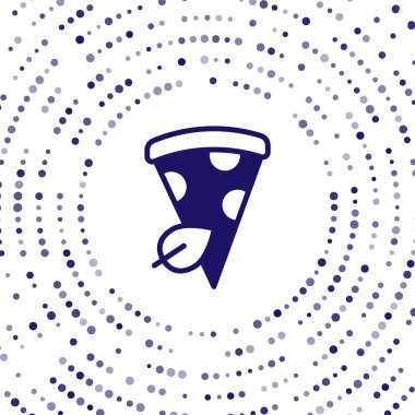 Mavi Vejetaryen pizza dilimi beyaz arka planda izole edilmiş. Soyut çember rastgele noktalar. Vektör