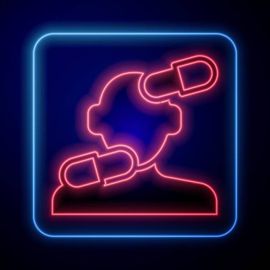 Siyah arka planda parlayan neon hapları ikonu izole edildi. Vektör