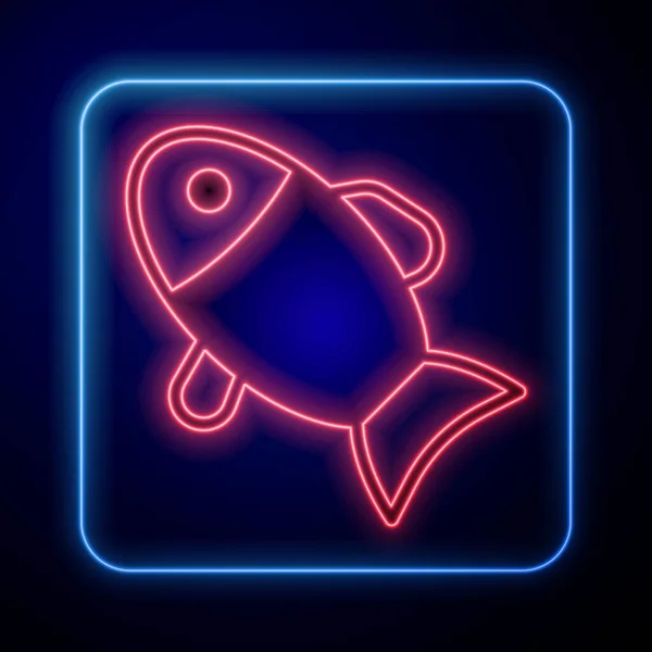 Glowing Neon Fish Icon Isolated Black Background Vector — Stock Vector