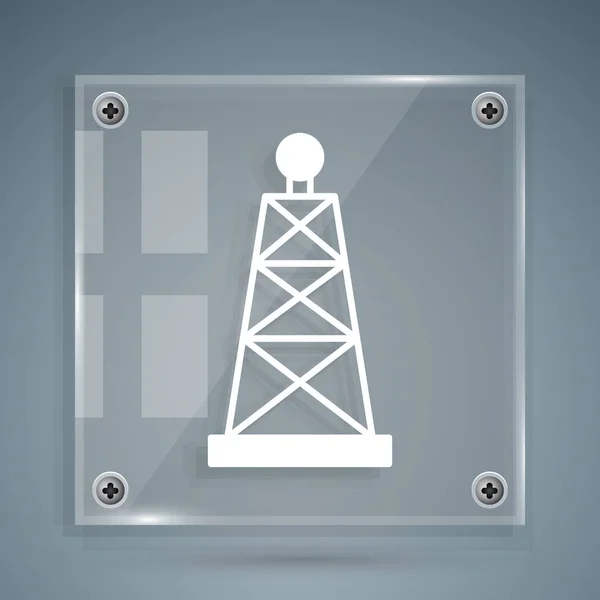 Біла Нафтова Вишка Ізольована Сірому Фоні Газова Вежа Промисловий Єкт — стоковий вектор