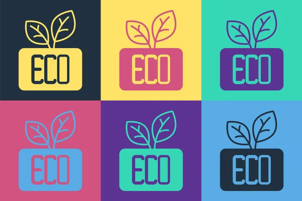 Pop Art Leaf Eco Szimbólum Ikon Elszigetelt Szín Háttér Banner — Stock Vector