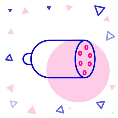 Beyaz arkaplanda izole edilmiş salam sosisi simgesi. Et şarküteri ürünü. Renkli taslak konsepti. Vektör.