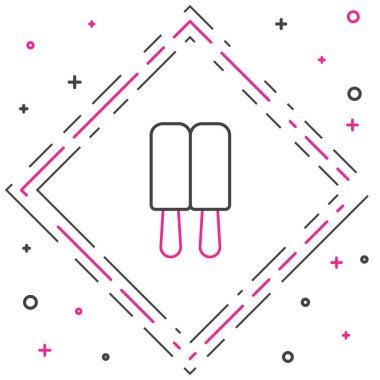 Çubuk ikonundaki çizgi dondurma beyaz arka planda izole edilmiş. Güzel sembol. Renkli taslak konsepti. Vektör.