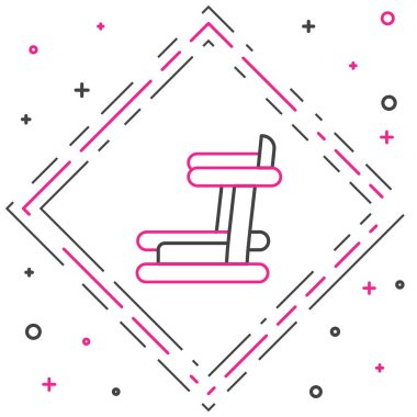 Çizgi Koşu bandı makine simgesi beyaz arkaplanda izole edildi. Renkli taslak konsepti. Vektör.