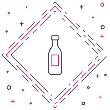 Beyaz arka planda izole edilmiş bir şişe su. Soda su içme tabelası. Renkli taslak konsepti. Vektör.