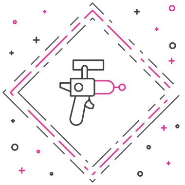 Ray silahı simgesi beyaz arkaplanda izole edildi. Lazer silahı. Uzay silahı. Renkli taslak konsepti. Vektör.