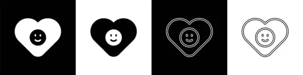 Set Gute Beziehung Symbol Isoliert Auf Schwarz Weißem Hintergrund Romantische — Stockvektor