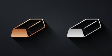 Siyah arkaplanda altın ve gümüş külçeler izole edilmiş. Bankacılık işi konsepti. Uzun gölge tarzı. Vektör.