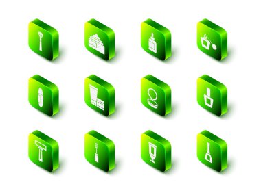 Krem ya da losyon kozmetik tüpü parfüm, tırnak cilası, ayna ve Mascara fırçası ikonu ile makyaj tozu hazırla. Vektör.