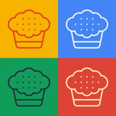Pop Art Line Muffin simgesi renk arkaplanında izole edildi. Vektör.