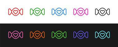 Candy simgesini siyah beyaz arkaplanda izole et. Sevgililer günün kutlu olsun. Vektör.