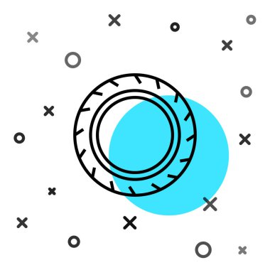 Siyah çizgili araba tekerleği ikonu beyaz arka planda izole edilmiş. Rastgele dinamik şekiller. Vektör.