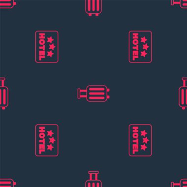 Panoyu mesaj oteli ve bavul ile kusursuz şablona ayarla. Vektör.