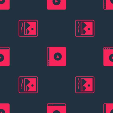 Fotoğraf çerçevesini ve çevrimiçi oynatma videosunu pürüzsüz desen üzerine ayarla. Vektör.