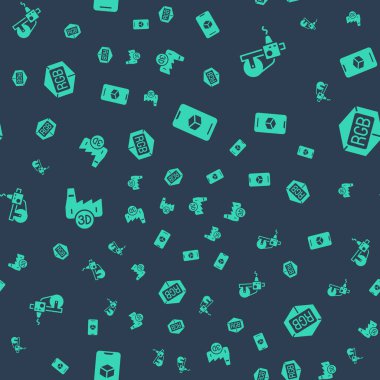 3D yazıcı yazılımı, Printing house endüstrisi ve RGB ve CMYK renk karışımını kusursuz desen üzerine ayarla. Vektör.