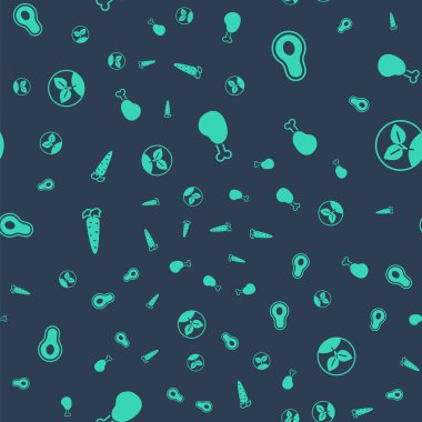 Tavuk budu Avokado meyve havucu ve filizini pürüzsüz desene göre ayarla. Vektör.