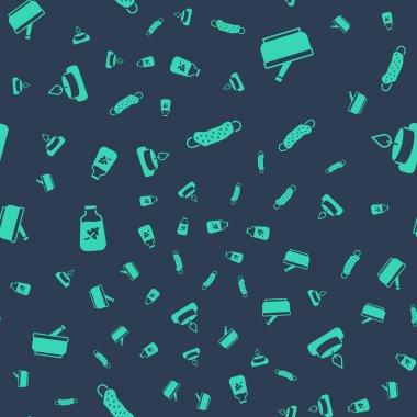 Havan bezi ve temel yağ şişesi ve Aroma mumunu pürüzsüz desene ayarlayın. Vektör.