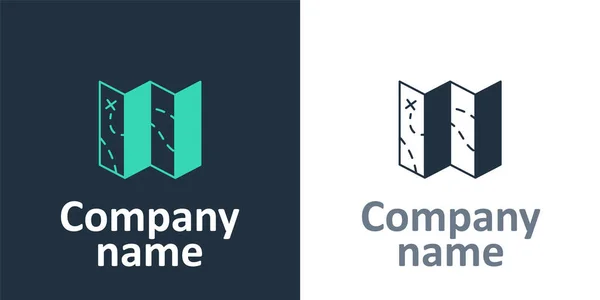 Logotype Folded Map Icon Isolated White Background Logo Design Template — Stock Vector