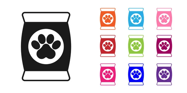 Schwarze Futtertasche Für Haustiere Isoliert Auf Weißem Hintergrund Futter Für — Stockvektor