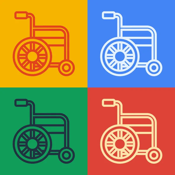 Pop Art Line Wózek Inwalidzki Dla Osoby Niepełnosprawnej Ikona Izolowana — Wektor stockowy