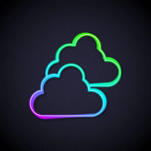 Glowing Neon Line Cloudy Weather Icon Isolated Black Background Vector — Stockový vektor
