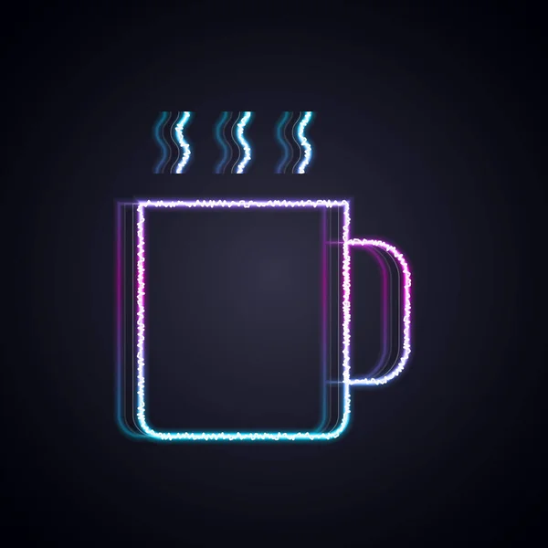 Glowing Neon Line Cup Tea Icon Isolated Black Background Vector — Stock Vector