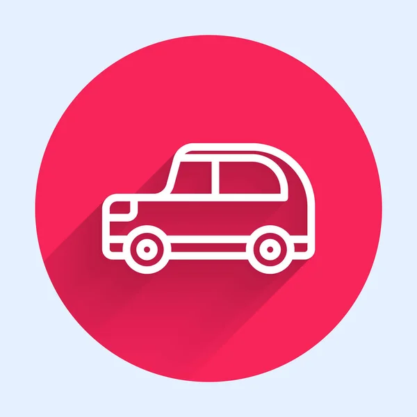 白線長い影の背景と隔離された車のアイコン 赤い丸ボタン ベクトル — ストックベクタ