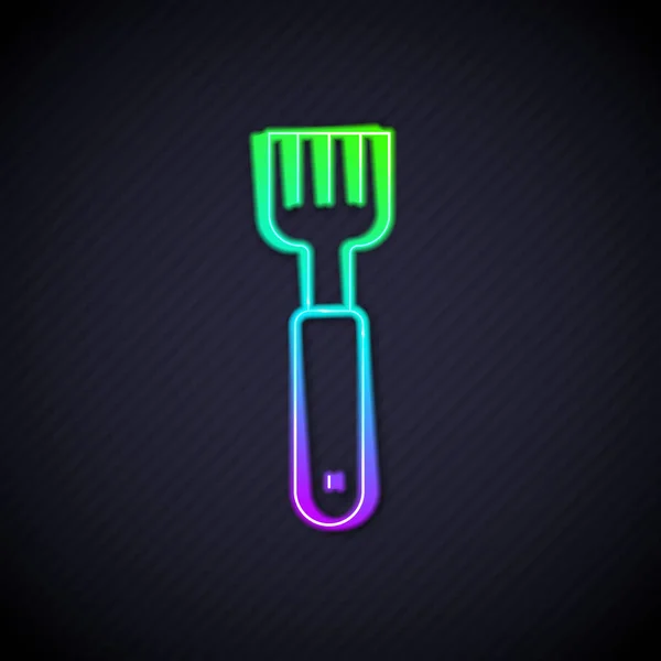 stock vector Glowing neon line Fork icon isolated on black background. Cutlery symbol. Vector.