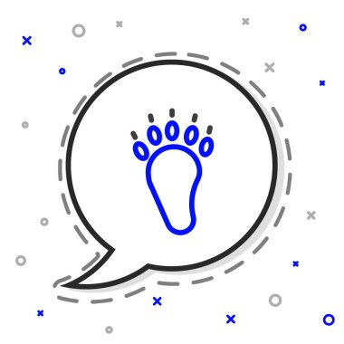 Çizgi Ayısı ayak izi simgesi beyaz arkaplanda izole edildi. Renkli taslak konsepti. Vektör.