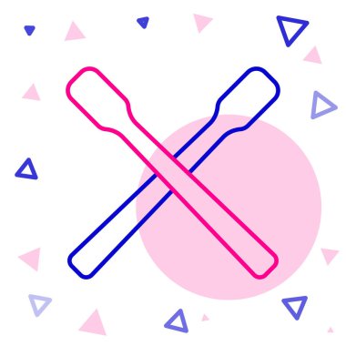 Çizgi Davul çubukları simgesi beyaz arkaplanda izole edildi. Müzik aleti. Renkli taslak konsepti. Vektör.