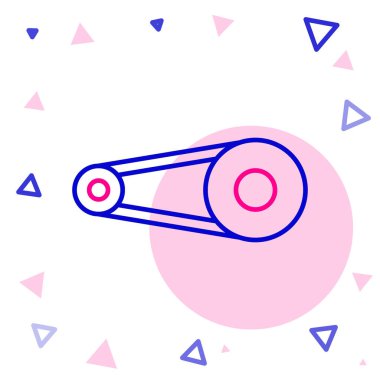 Çarklı bisiklet zinciri beyaz arka planda izole edilmiş. Bisiklet zinciri sıçrama iletimi. Renkli taslak konsepti. Vektör.