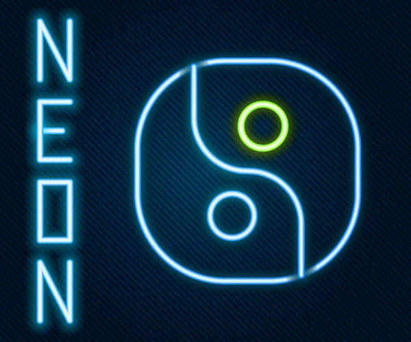 Zářící Neonové Linie Yin Yang Symbol Harmonie Vyvážení Ikony Izolované — Stockový vektor