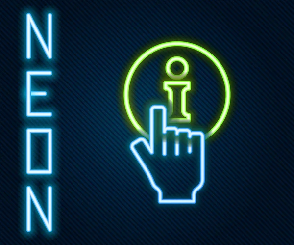 Glödande Neon Line Information Ikon Isolerad Svart Bakgrund Färgstarkt Skisskoncept — Stock vektor