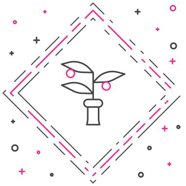 Çizgi Bitkisi üreme ikonu beyaz arkaplanda izole edildi. Test tüplerinde büyüyen bitkiler. Organik gıda, tarım ve hidrofonik. Renkli taslak konsepti. Vektör.