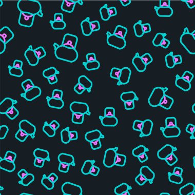 Siyah arkaplandaki ikon izole edilmiş çizgi çaydanlığı. Çaydanlık ikonu. Vektör.