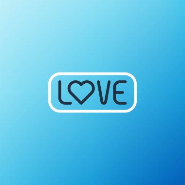 Satır Sevgisi metin simgesi mavi arkaplanda izole edildi. Sevgililer Günü tebrik kartı şablonu. Renkli taslak konsepti. Vektör.