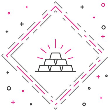 Satır Altın çubukları simgesi beyaz arkaplanda izole edildi. Bankacılık işi konsepti. Renkli taslak konsepti. Vektör.