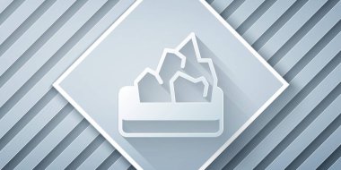 Kağıt kesiği, gri arkaplanda izole edilmiş maden ikonu. Kağıt sanatı tarzı. Vektör.