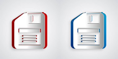 Gri arkaplanda bilgisayar veri depolama simgesi için kağıt kesimi Disket diski izole edildi. Disket işareti. Kağıt sanatı tarzı. Vektör.