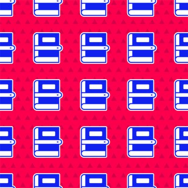 Mavi Kitap simgesi kırmızı arkaplanda izole edilmiş. Vektör.